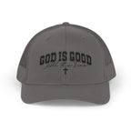 God Is Good Trucker Cap – Faith-Based Snapback Hat with Cross