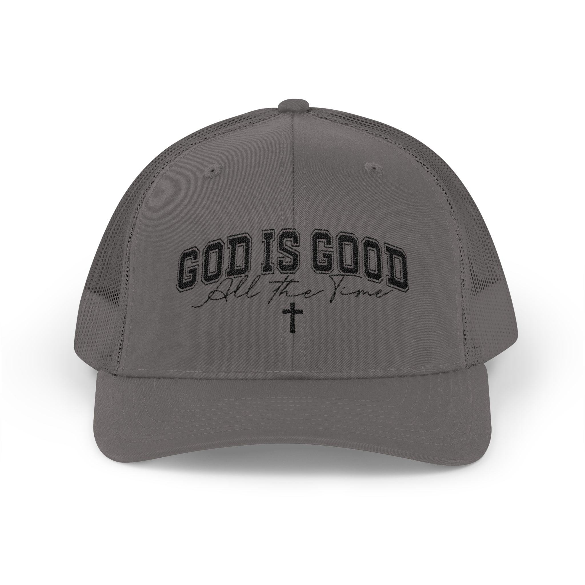 God Is Good Trucker Cap – Faith-Based Snapback Hat with Cross