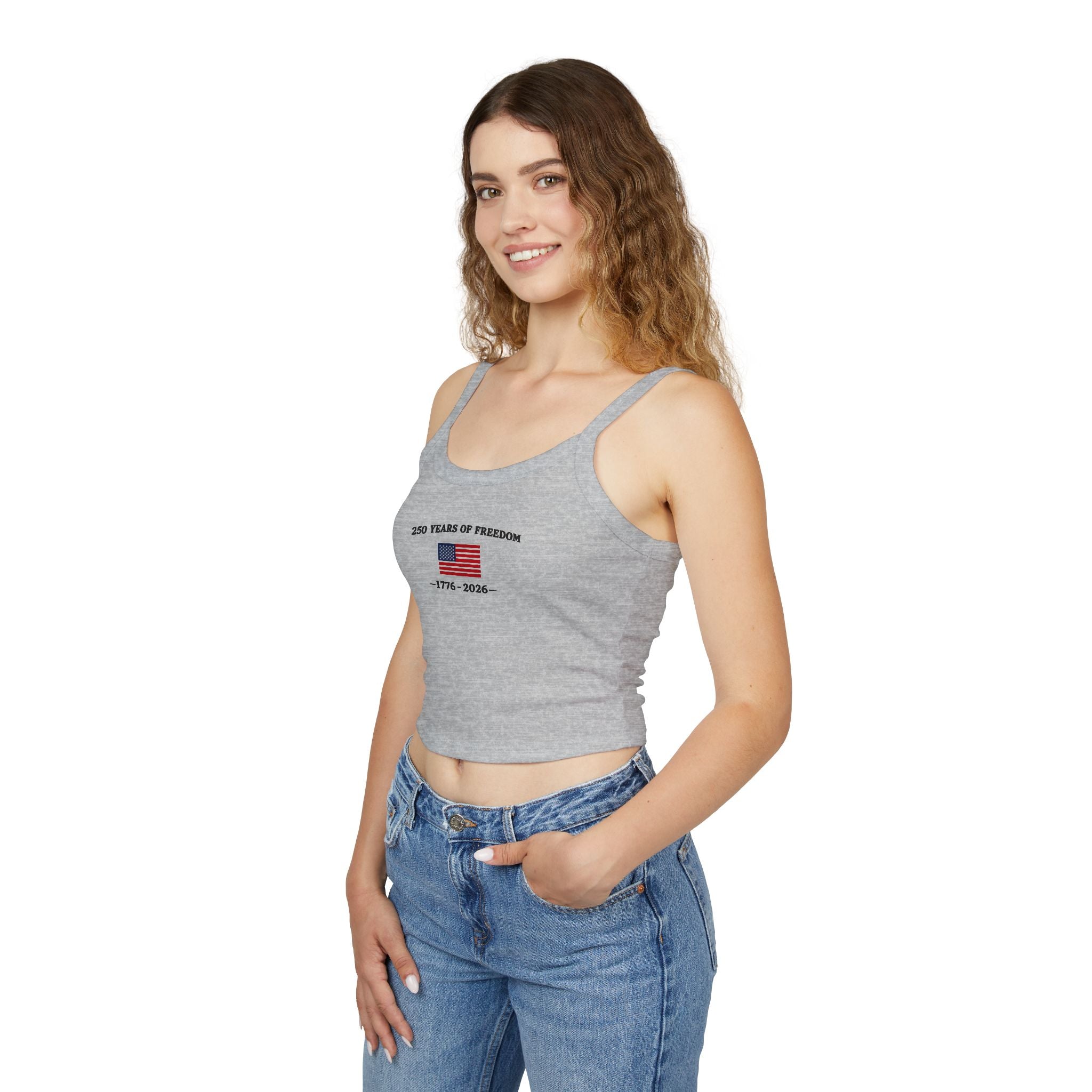 200 Years of Freedom Tank Top — 1776–1976 Patriotic Cropped Spaghetti Strap