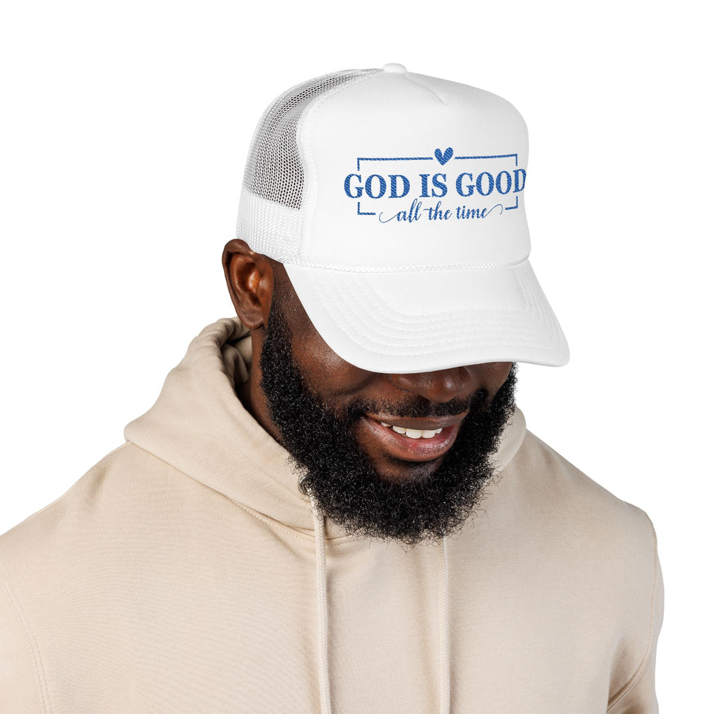 God Is Good Trucker Hat — Royal Blue Design