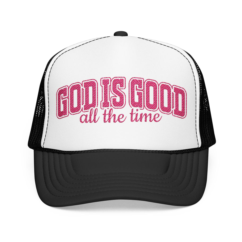 God Is Good Trucker Hat — Hot Pink Design