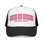 God Is Good Trucker Hat — Hot Pink Design
