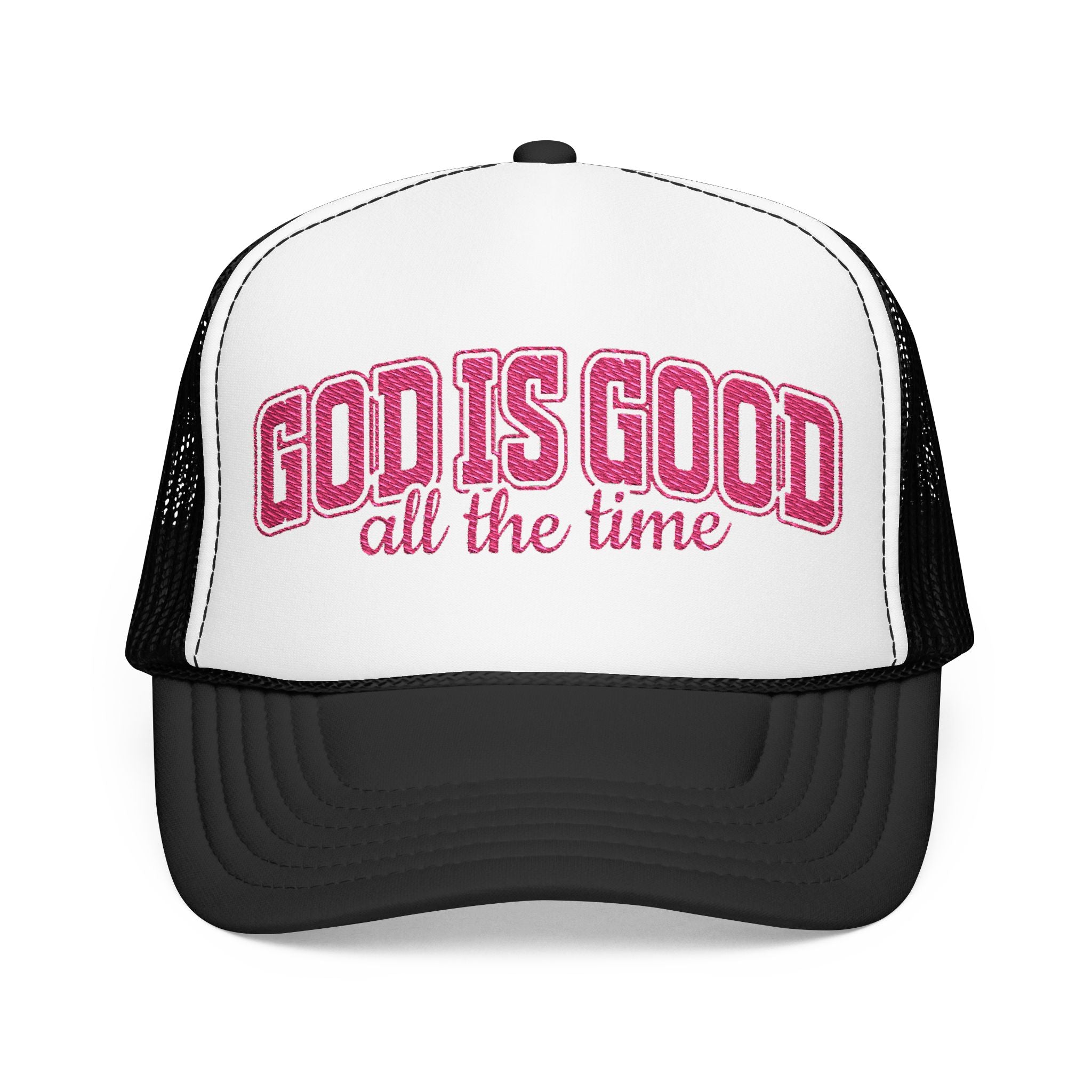 God Is Good Trucker Hat — Hot Pink Design