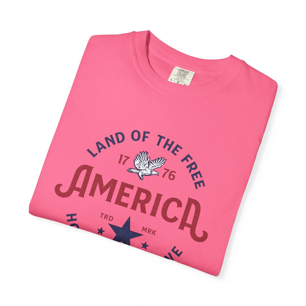 America Land of the Free Graphic T-Shirt — Patriotic 1776 Home of the Brave Tee