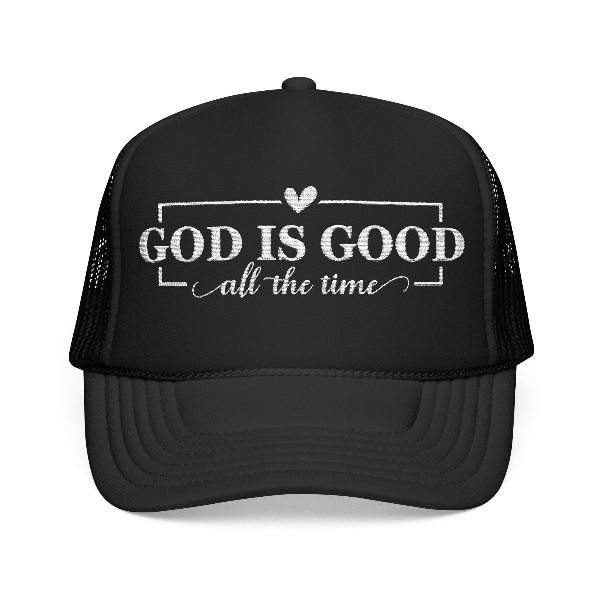God Is Good Trucker Hat — White Design