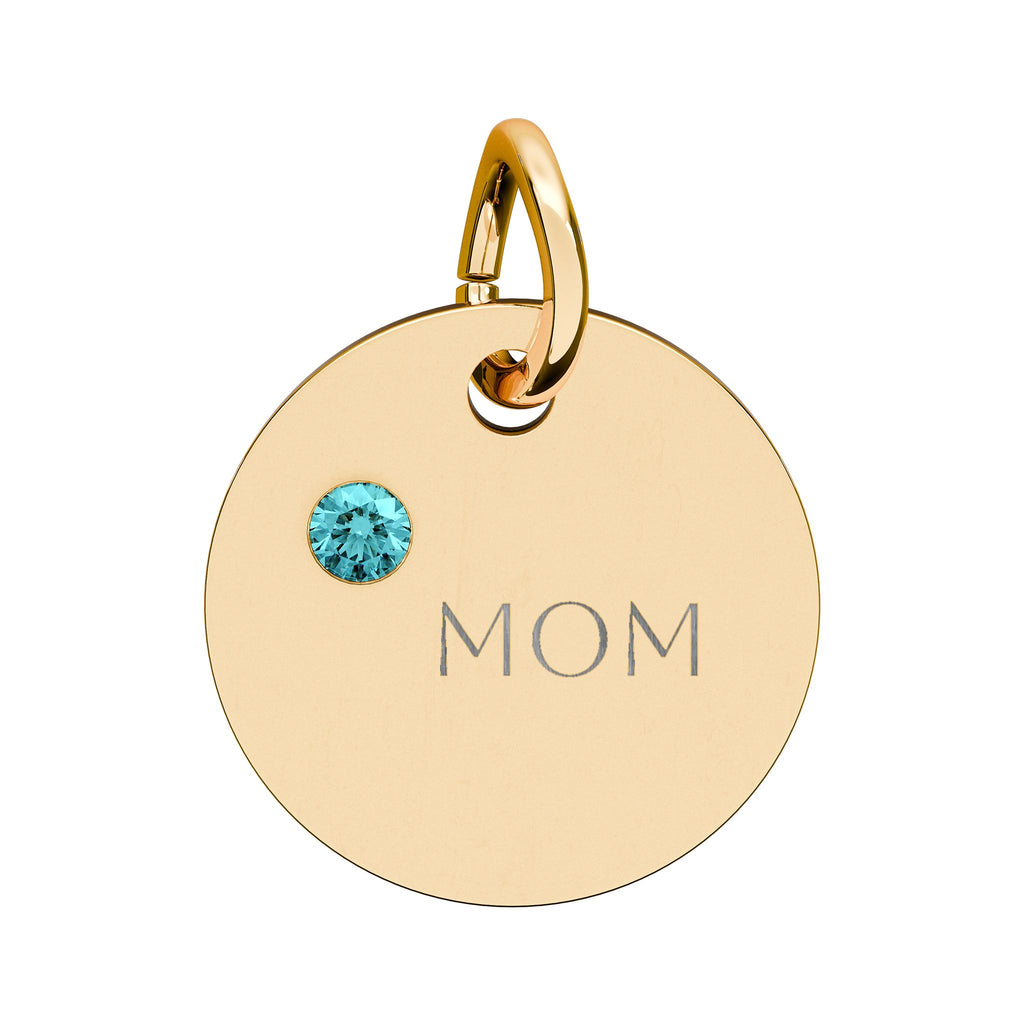 Custom Engraved Birthstone Circle Charm