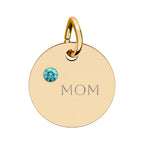 Custom Engraved Birthstone Circle Charm