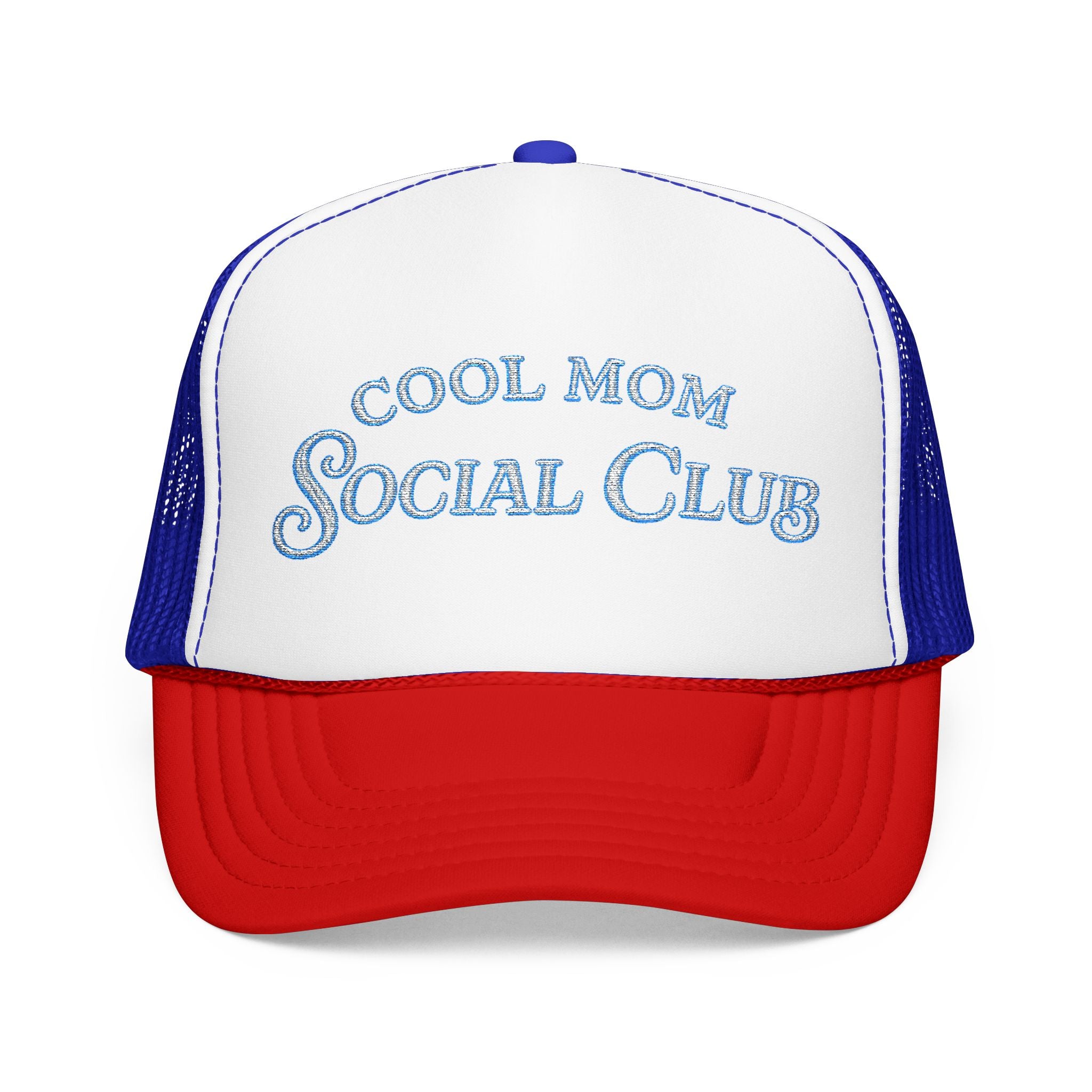 Cool Mom Social Club Trucker Hat — Embroidered Foam Mesh Cap for Stylish Moms