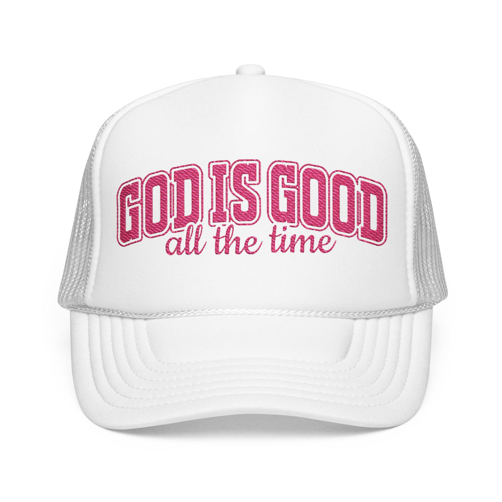 God Is Good Trucker Hat — Hot Pink Design