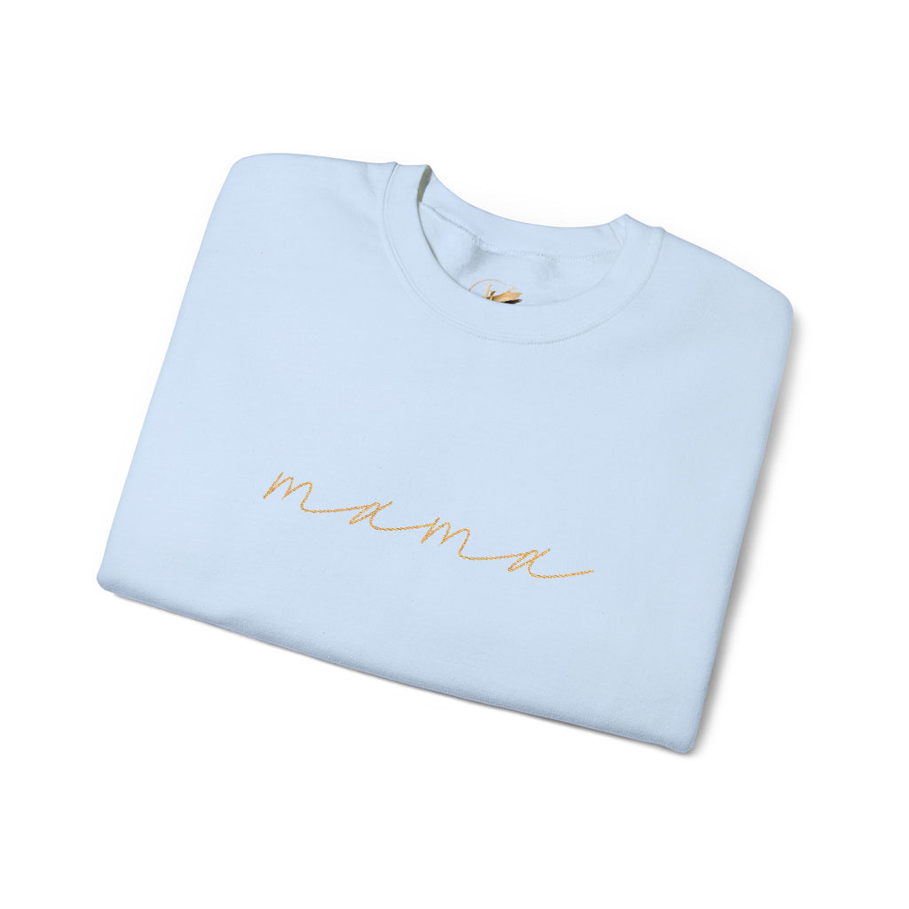 Mama Embroidery Crewneck Sweatshirt — Minimal Rose Gold Script