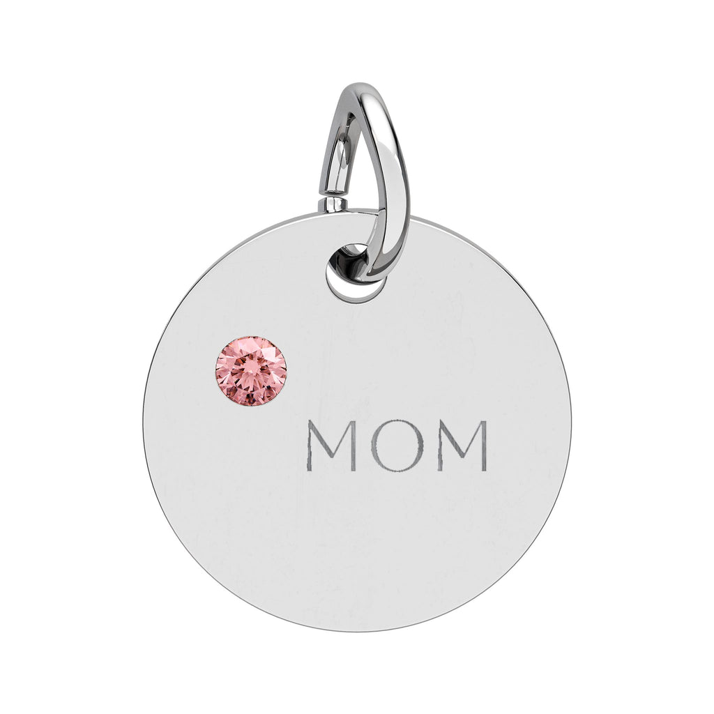 Custom Engraved Birthstone Circle Charm