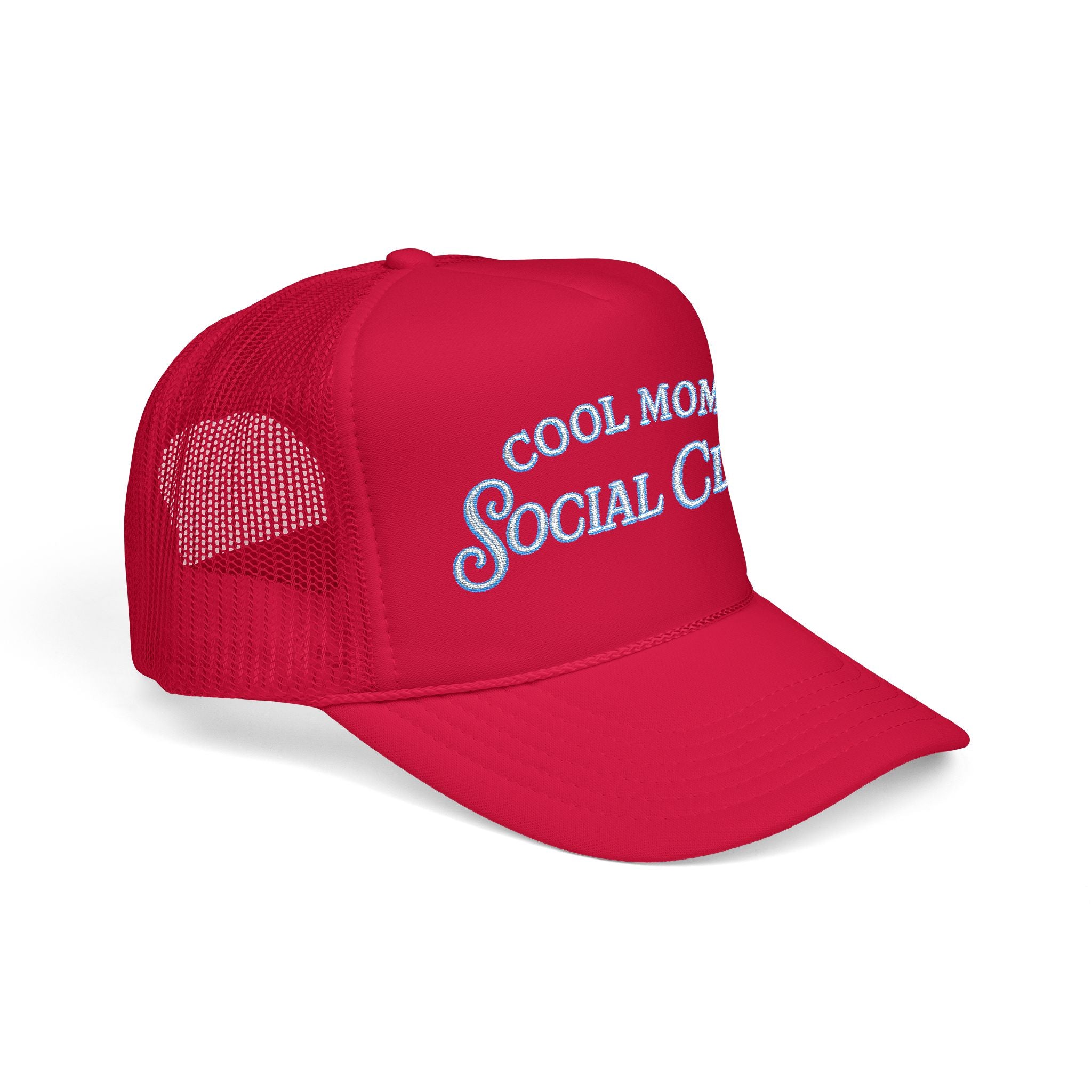 Cool Mom Social Club Trucker Hat — Embroidered Foam Mesh Cap for Stylish Moms