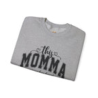 Customized Momma, Gigi, Grammy, Grandma, Mama, Mom, or Nana  Crewneck Sweatshirt – “This ….. Wears Her Heart on Her Sleeve” Cozy Pullover