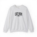 Cat Mom Crewneck Sweatshirt — Vintage Script Cat Face Graphic