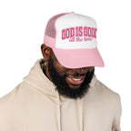God Is Good Trucker Hat — Hot Pink Design