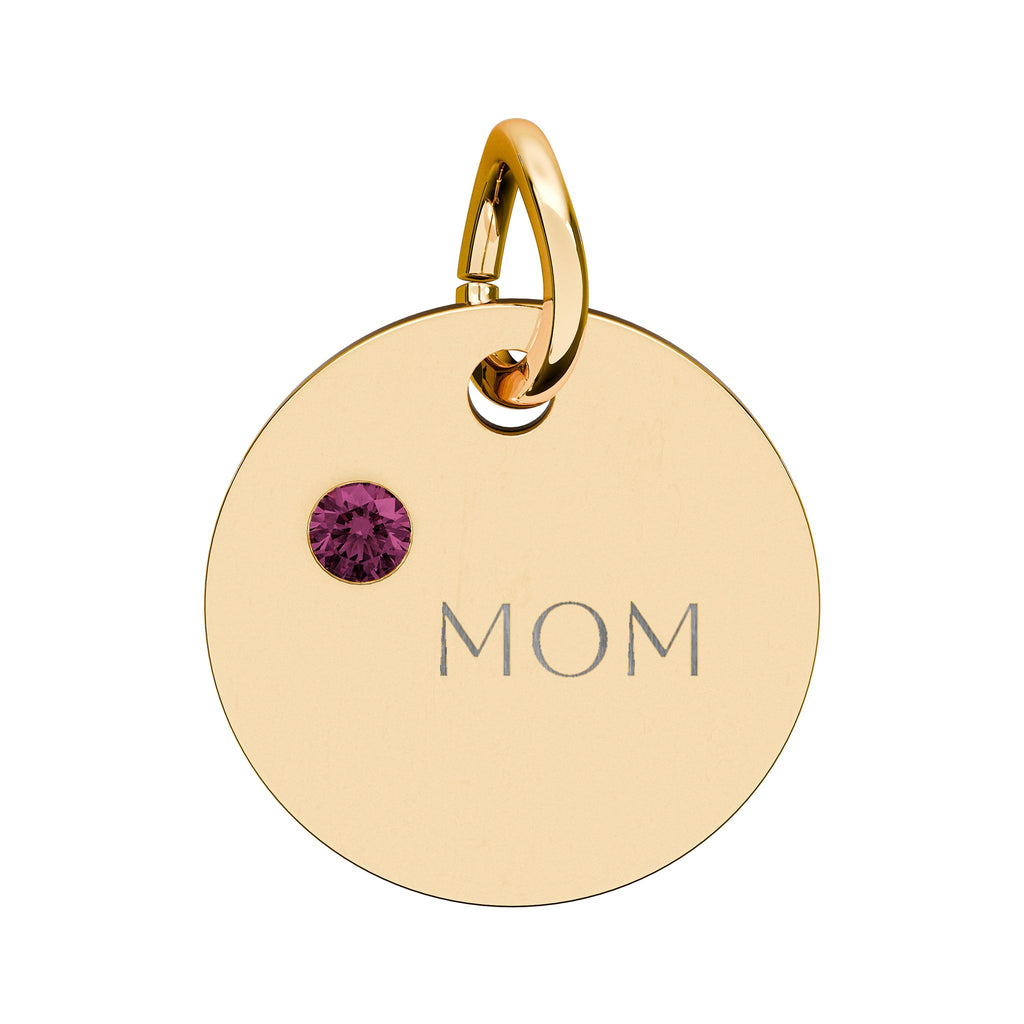 Custom Engraved Birthstone Circle Charm