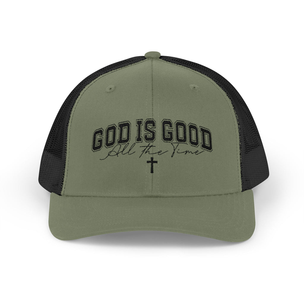 God Is Good Trucker Cap – Faith-Based Snapback Hat with Cross