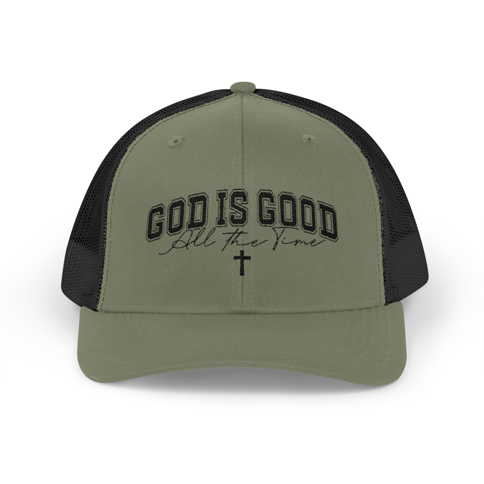 God Is Good Trucker Cap – Faith-Based Snapback Hat with Cross
