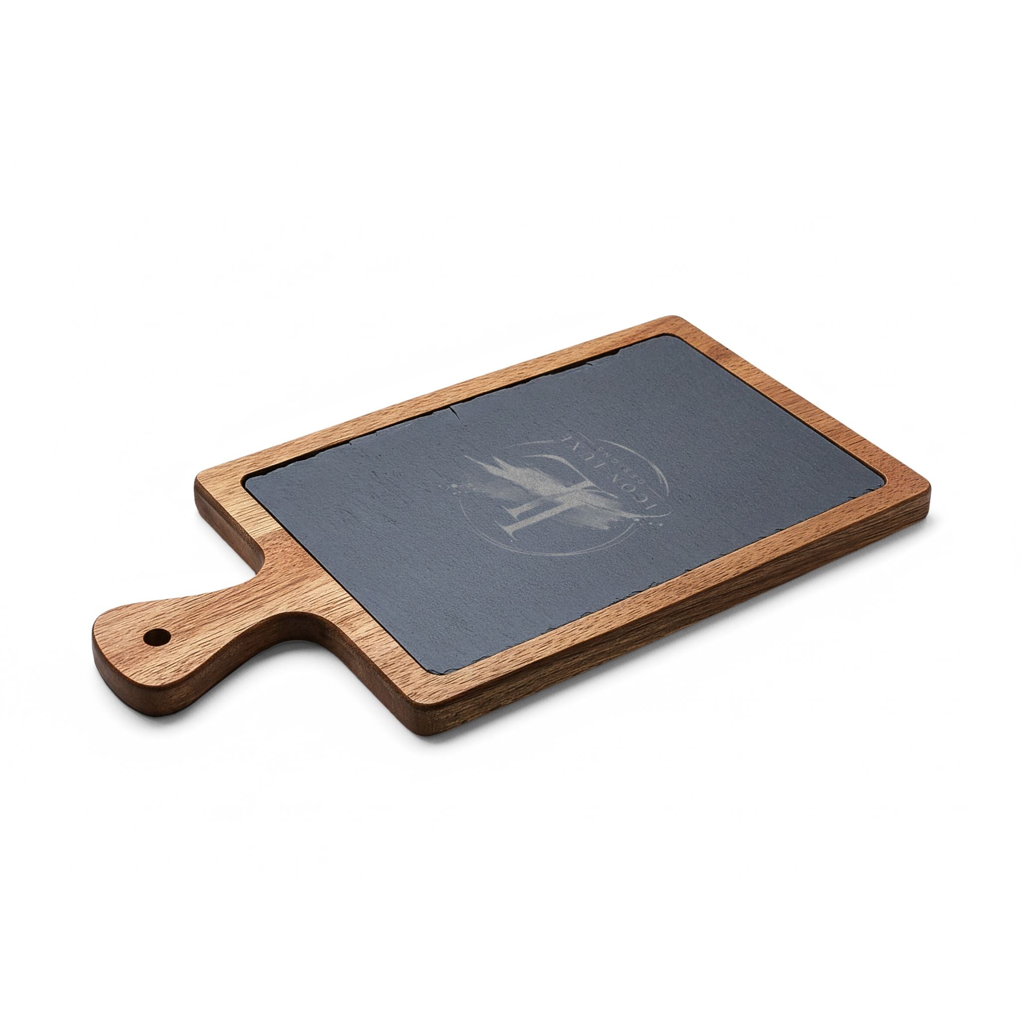 Custom Engraved Acacia Charcuterie Board with Slate Insert & Cheese Tools