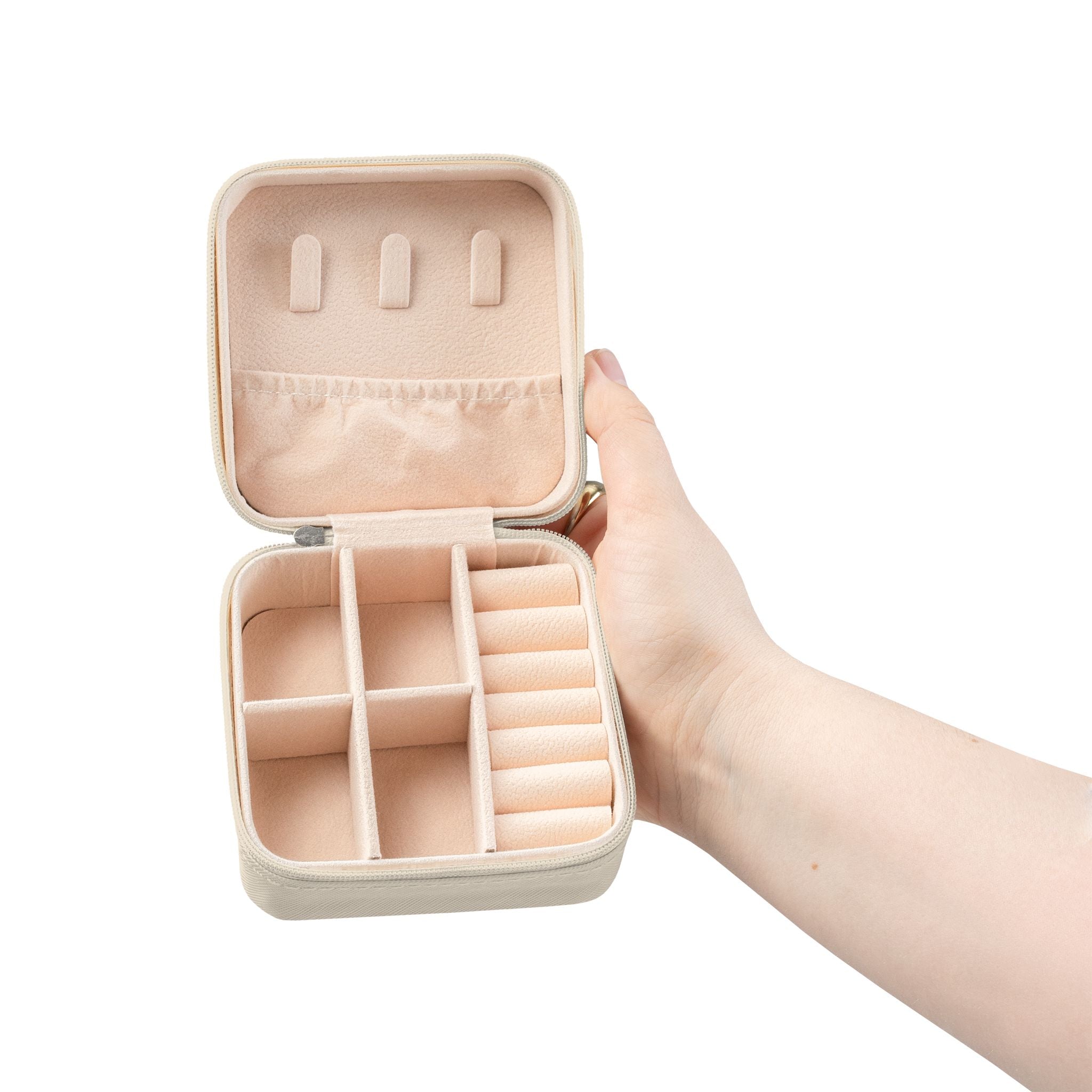 Custom Compact Jewelry Travel Case – Organizer with Ring & Earring Compartments