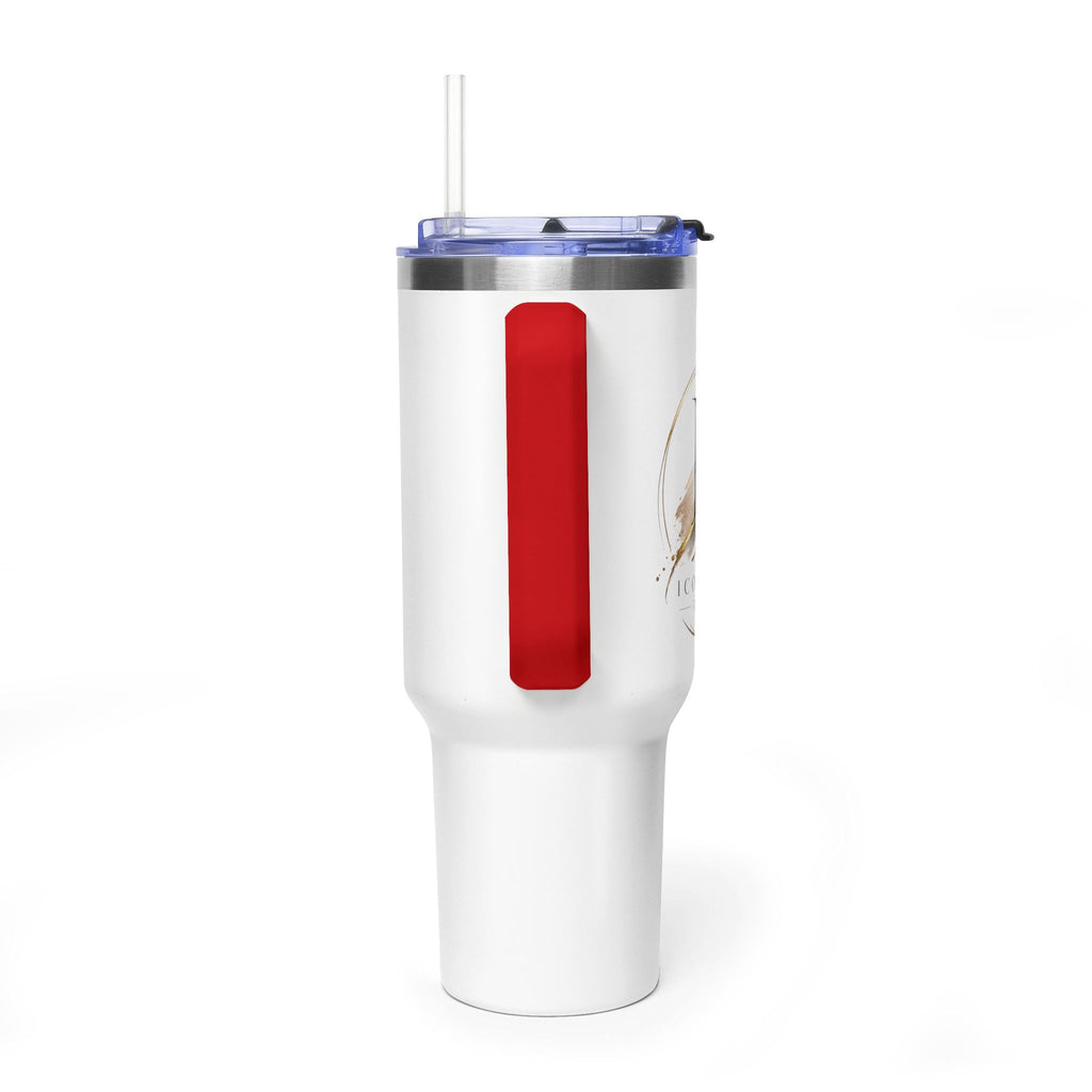 Custom 40oz Vacuum Tumbler – White Tumbler with colorful handle