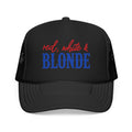 Red, White & Blonde Trucker Hat — Patriotic Blonde Foam Trucker Hat