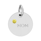 Custom Engraved Birthstone Circle Charm