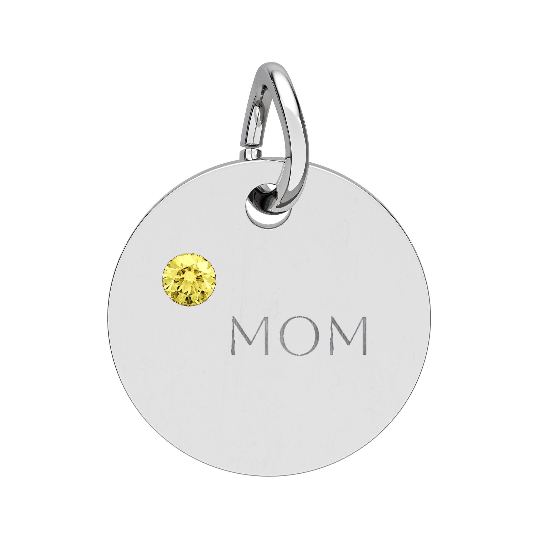 Custom Engraved Birthstone Circle Charm