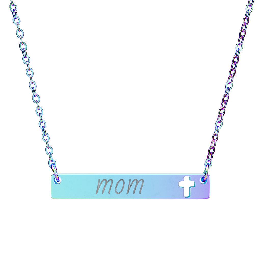 Custom Engravable Cutout Cross Bar Necklace — Personalized Jewelry