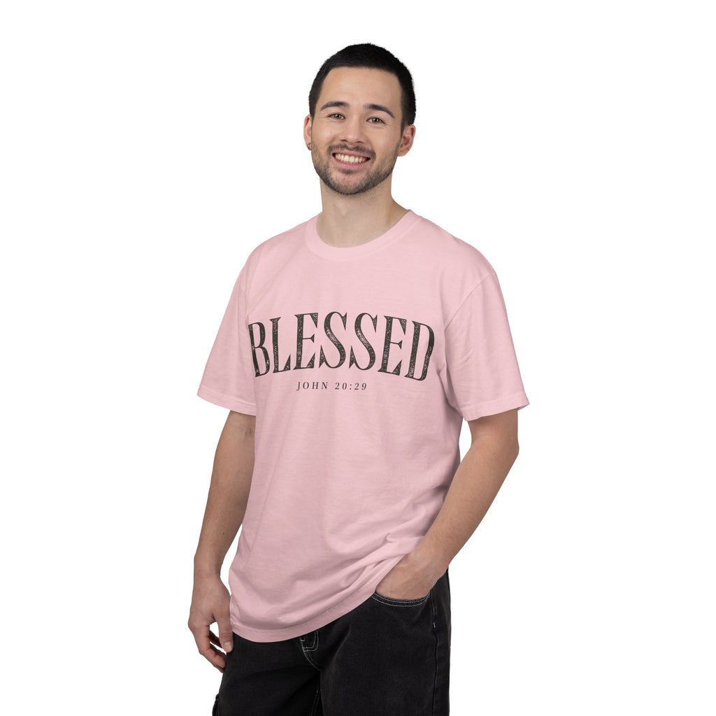 Blessed Christian T-Shirt — 'BLESSED' with John 20:25 Scripture Tee
