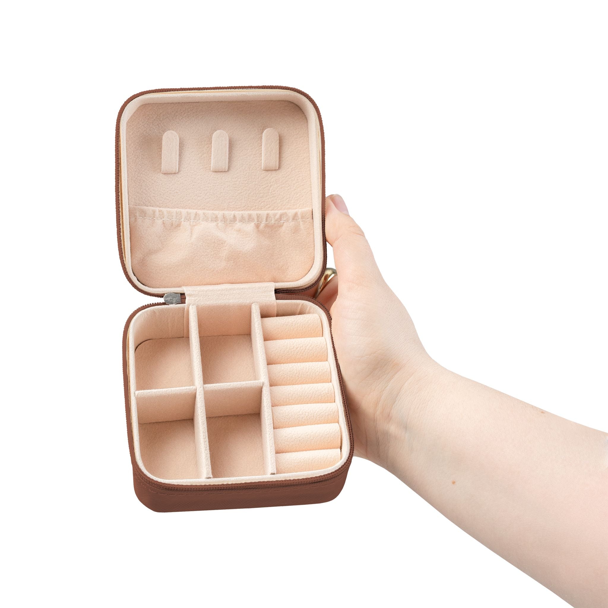 Custom Compact Jewelry Travel Case – Organizer with Ring & Earring Compartments