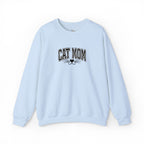 Cat Mom Crewneck Sweatshirt — Vintage Script Cat Face Graphic
