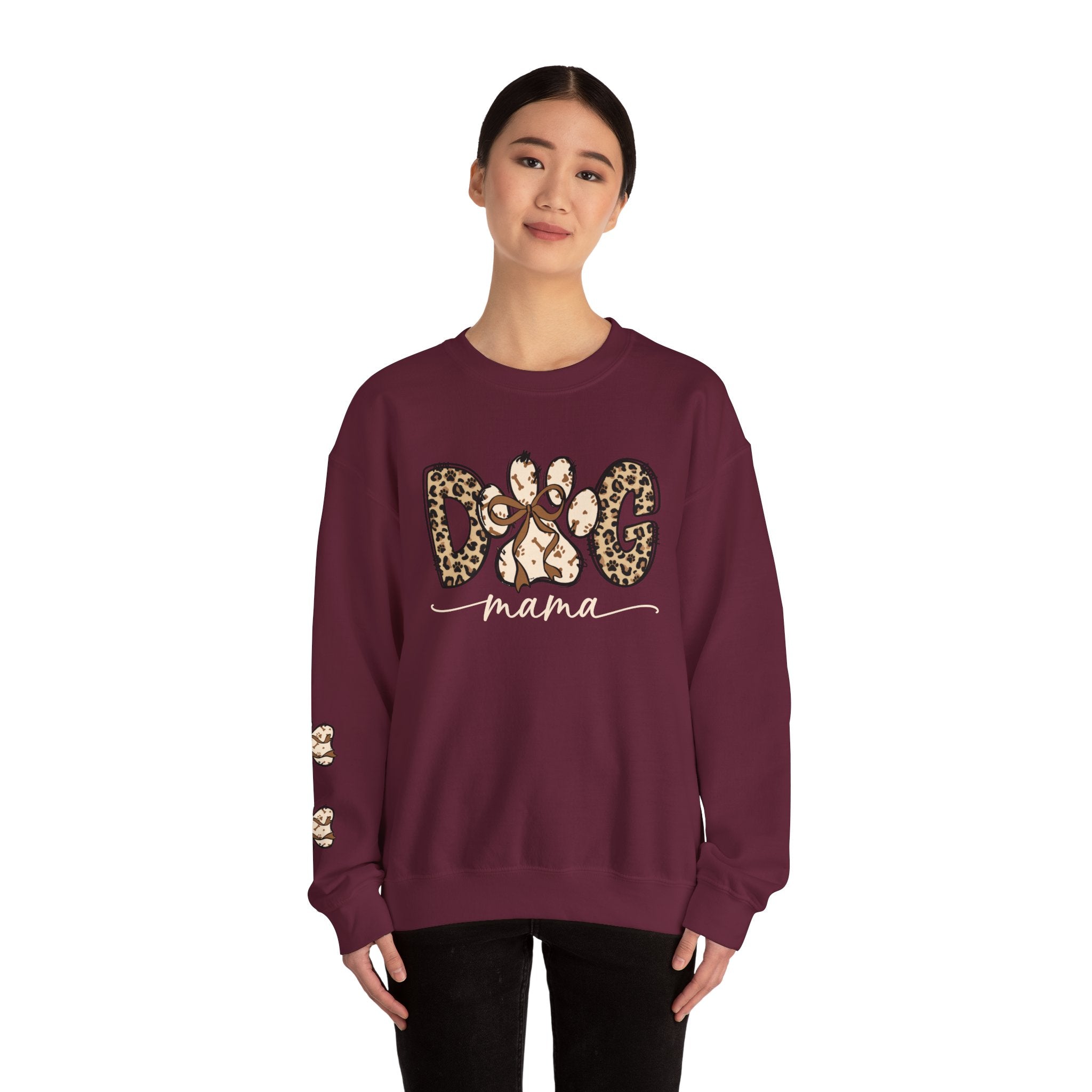 Dog Mama Leopard Print Crewneck Sweatshirt