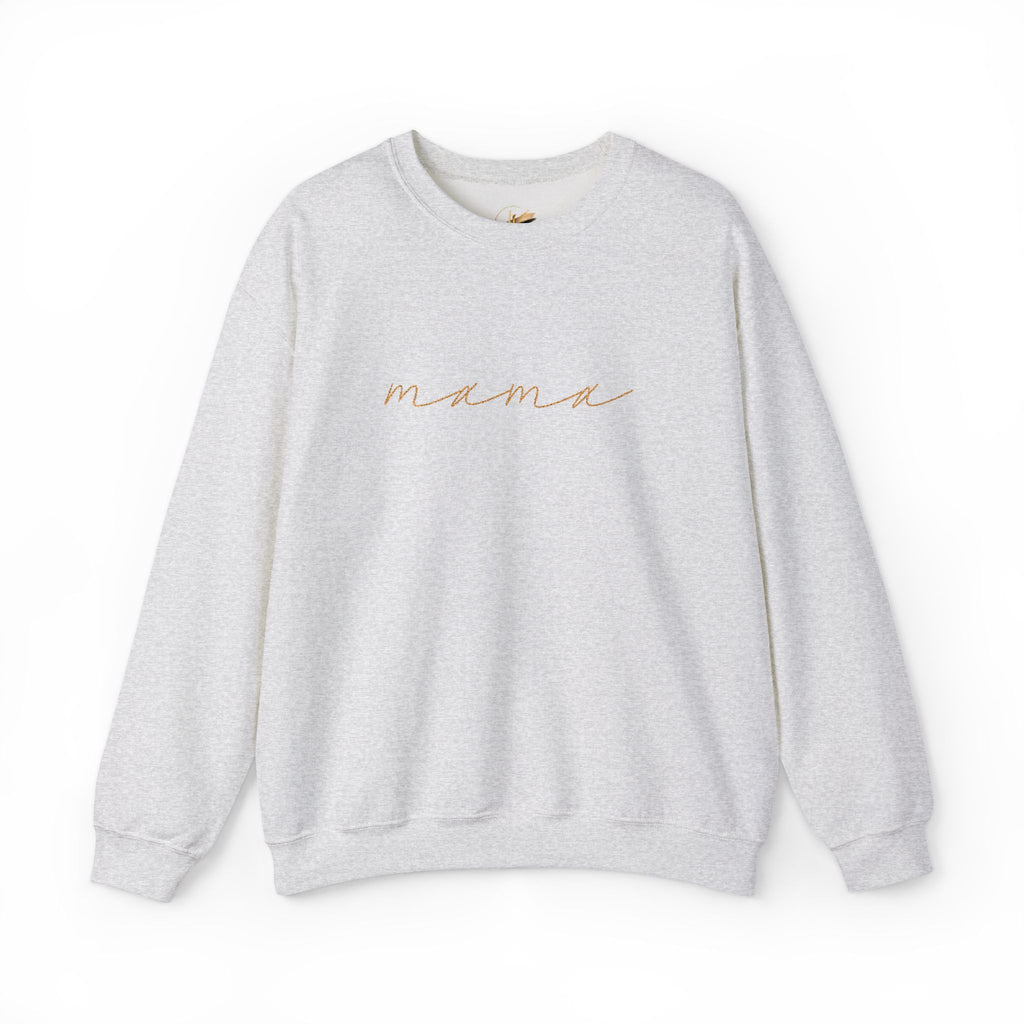 Mama Embroidery Crewneck Sweatshirt — Minimal Rose Gold Script