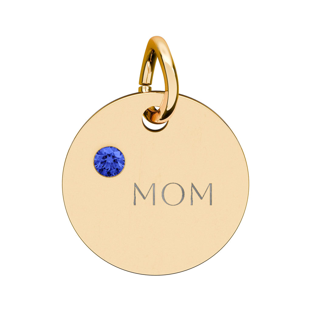 Custom Engraved Birthstone Circle Charm