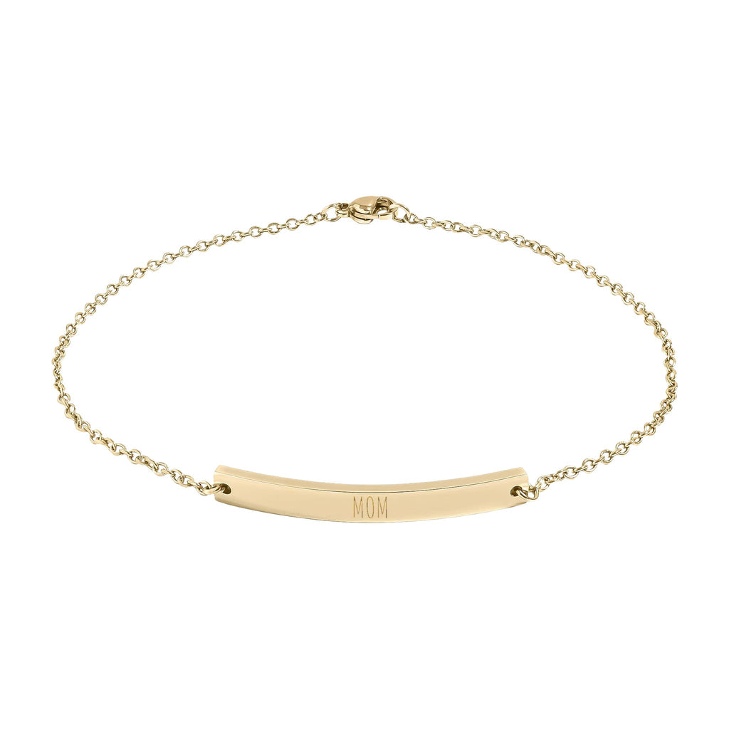 Custom Engravable Curved Bar Anklet — Personalized Minimalist Rose Gold or Black