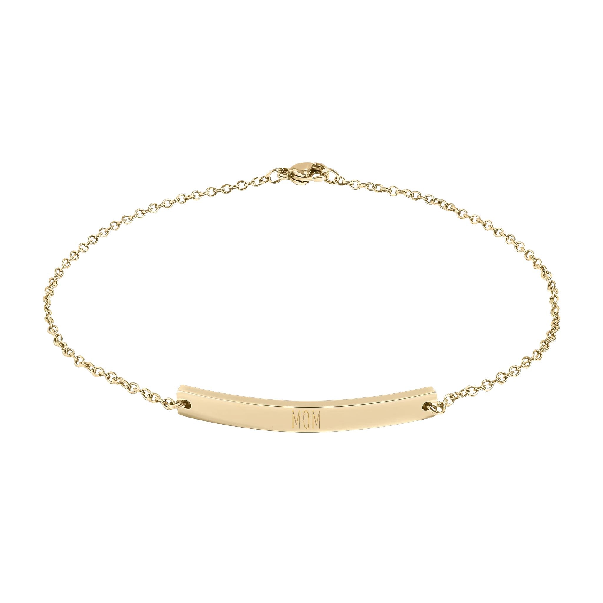 Custom Engravable Curved Bar Anklet — Personalized Minimalist Rose Gold or Black