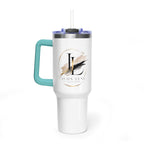 Custom 40oz Vacuum Tumbler – White Tumbler with colorful handle