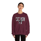 Cat Mom Crewneck Sweatshirt — Floral Lettering with Bow