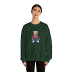 Crewneck Sweatshirt — Teddy Bear Wearing 'Jesus' Sweater Christian Graphic