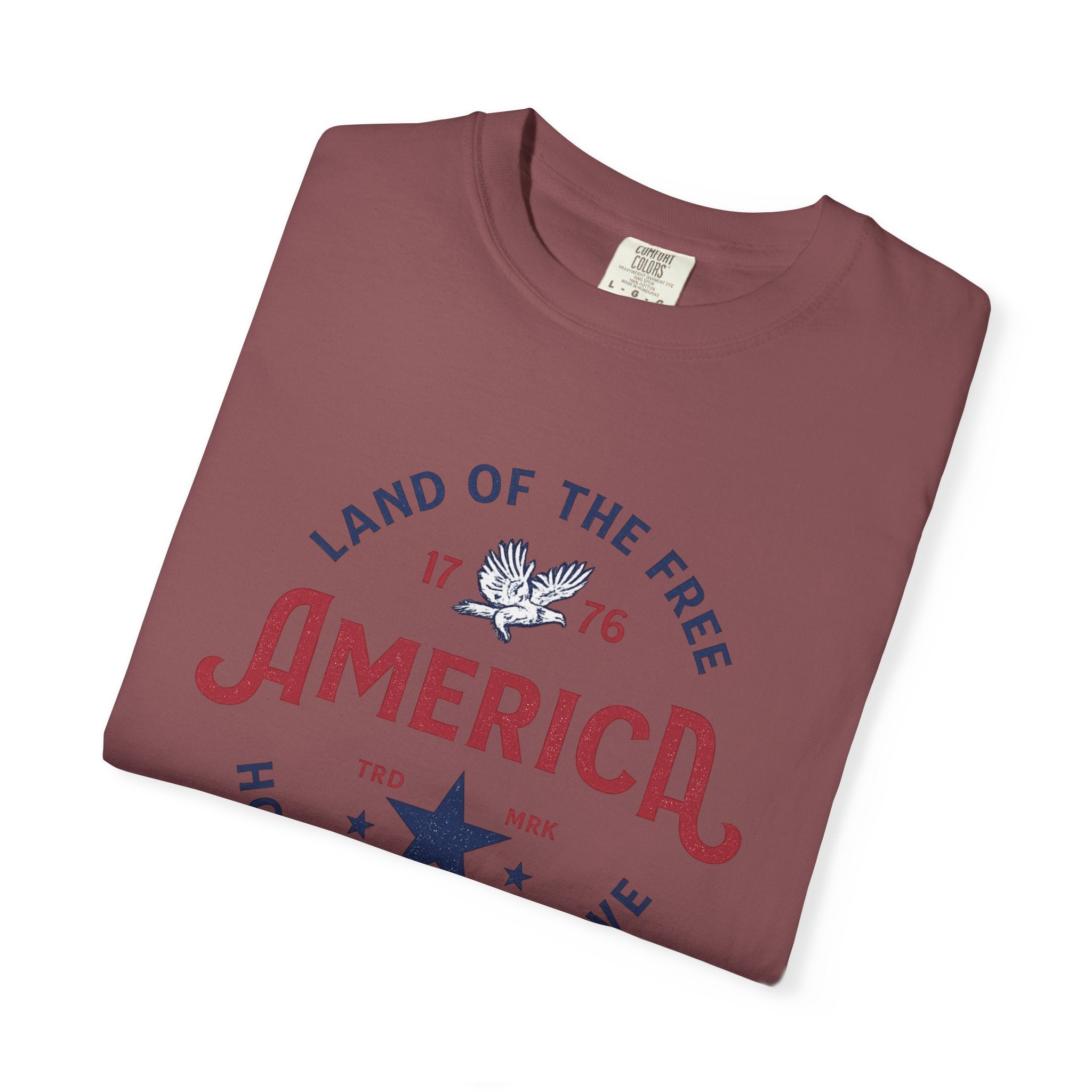 America Land of the Free Graphic T-Shirt — Patriotic 1776 Home of the Brave Tee