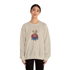Crewneck Sweatshirt — Teddy Bear Wearing 'Jesus' Sweater Christian Graphic
