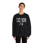 Cat Mom Crewneck Sweatshirt — Floral Lettering with Bow
