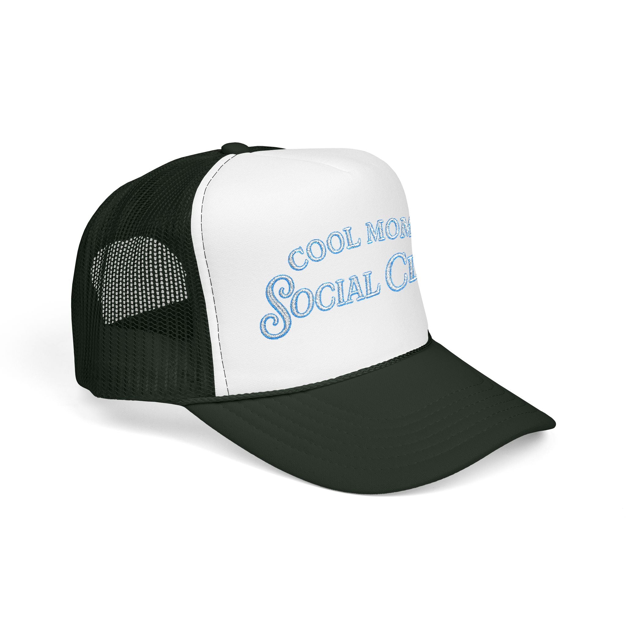 Cool Mom Social Club Trucker Hat — Embroidered Foam Mesh Cap for Stylish Moms