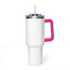 Custom 40oz Vacuum Tumbler – White Tumbler with colorful handle