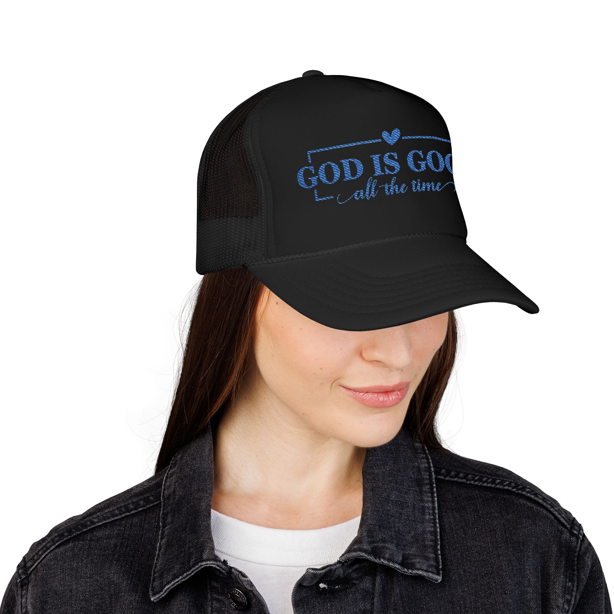 God Is Good Trucker Hat — Royal Blue Design