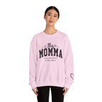 Customized Momma, Gigi, Grammy, Grandma, Mama, Mom, or Nana  Crewneck Sweatshirt – “This ….. Wears Her Heart on Her Sleeve” Cozy Pullover