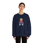 Crewneck Sweatshirt — Teddy Bear Wearing 'Jesus' Sweater Christian Graphic