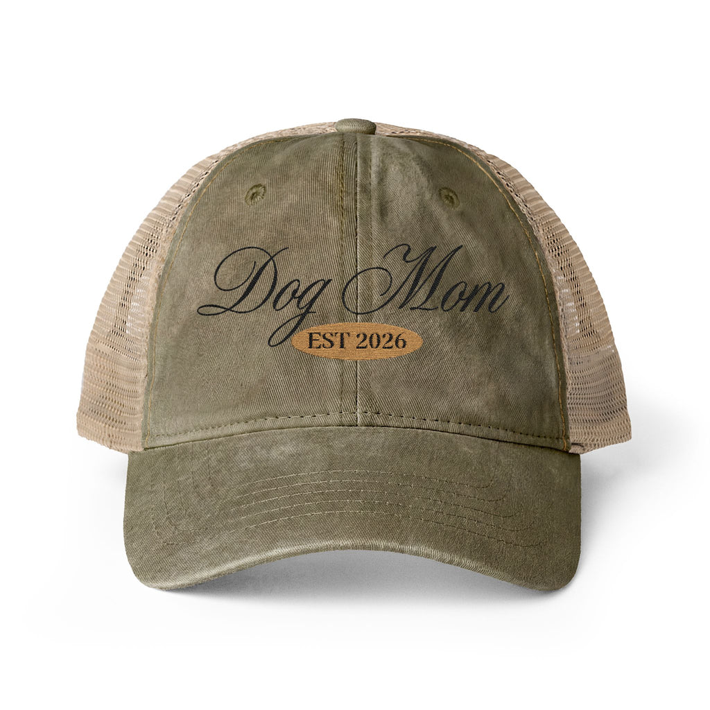 Dog Mom Women's Washed Mesh-Back Cap