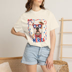 T-Shirt | 'Merica Patriotic Dog Graphic Tee – American Flag Sunglasses & Bow Tie